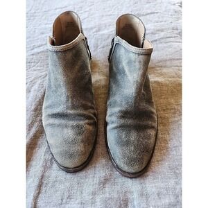 Trask Aubrey Ankle Booties Women's 8.5M Gray Weathered Suede,  Side Zips NICE